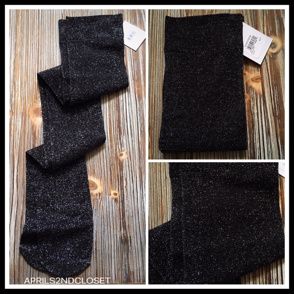 BLACK OVER THE KNEE TALL SPARKLE BOOT SOCKS - Picture 3 of 8